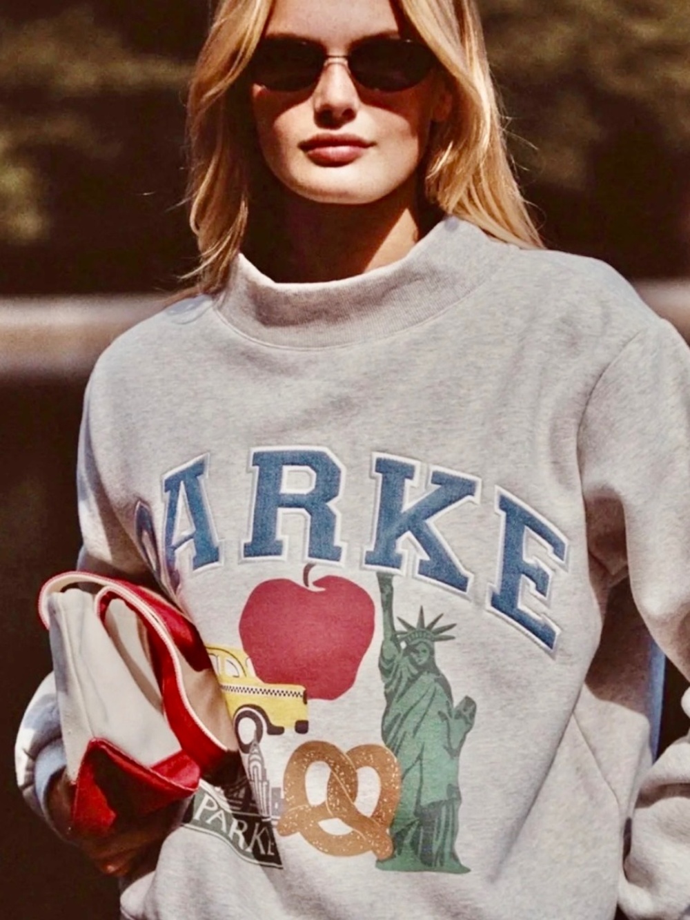 PARKE NYC POPUP 2026 Grey Graphic Pullover Sweatshirt - S/M